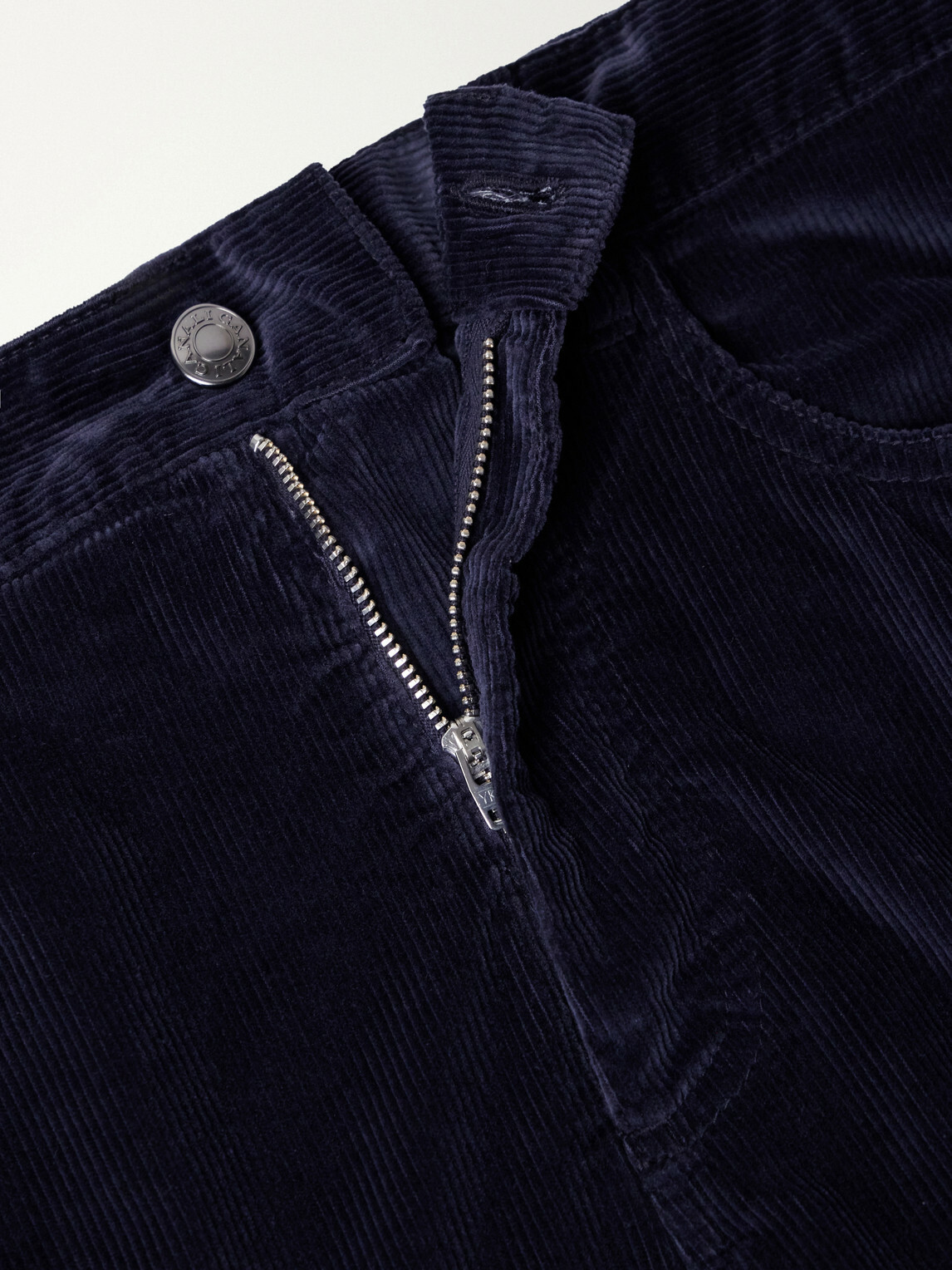 Canali - Tapered Cotton-Blend Corduroy Trousers - Blue