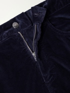 Canali - Tapered Cotton-Blend Corduroy Trousers - Blue