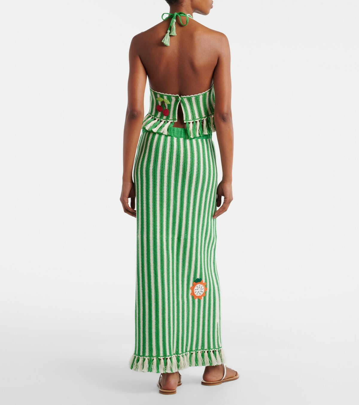Alémais Sundae crochet embroidered cotton maxi skirt