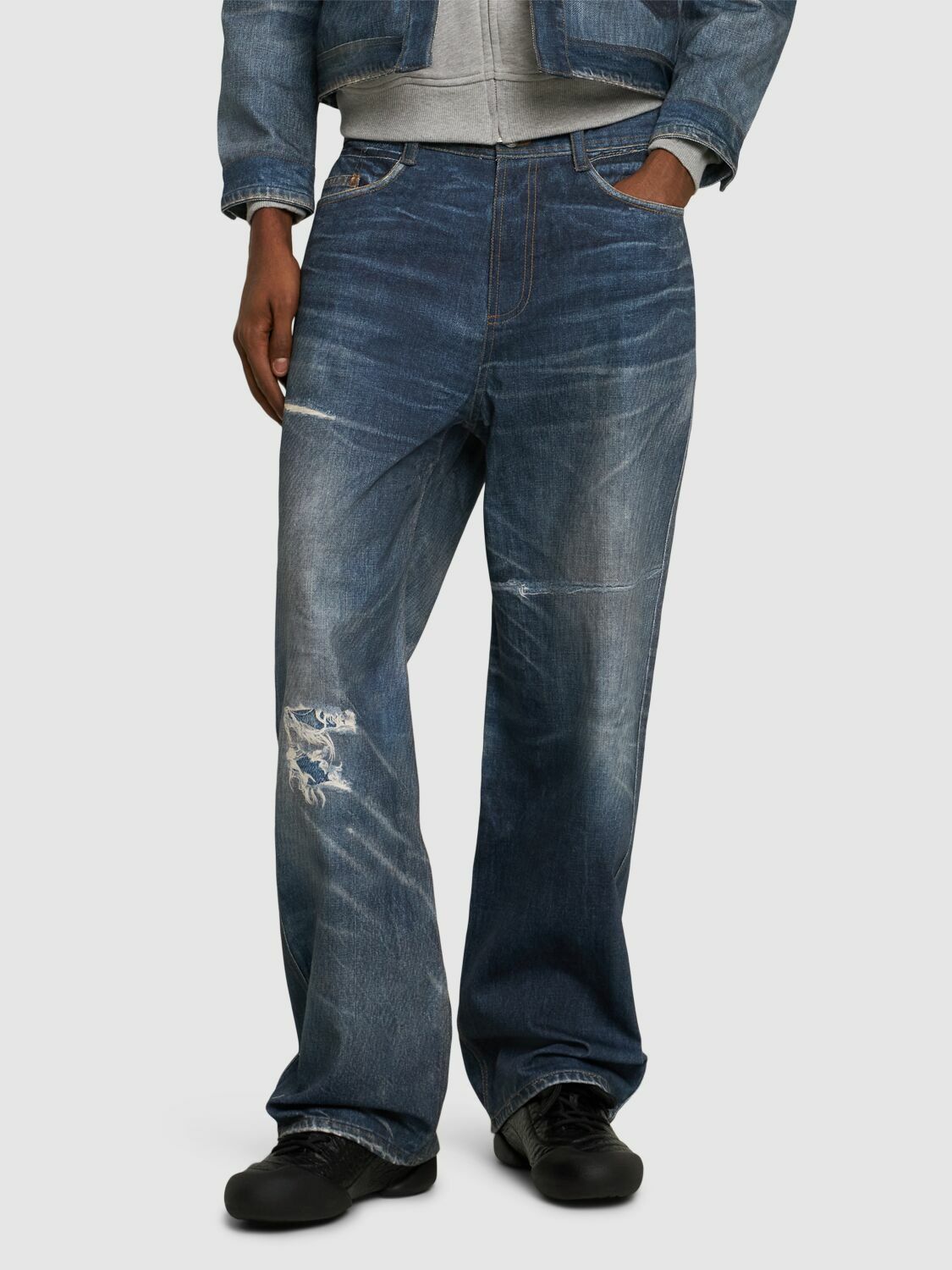[Andersson Bell]★(Unisex) TROMPE L'OEIL PRINTED DENIM PANTS ANDERSSON BELL Unisex Trompe L'oeil Printed Denim Pants