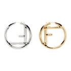 Fendi Gold and Silver Large F is Fendi Hoop Earrings