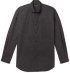 Balenciaga - Oversized Button-Down Collar Logo-Print Checked Cotton-Poplin Shirt - Blue