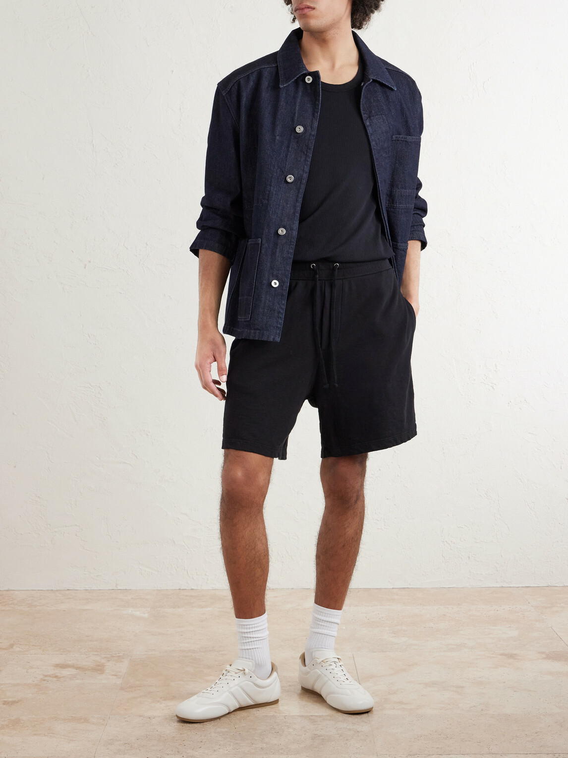 James Perse - Straight-Leg Cotton-Jersey Drawstring Shorts - Black
