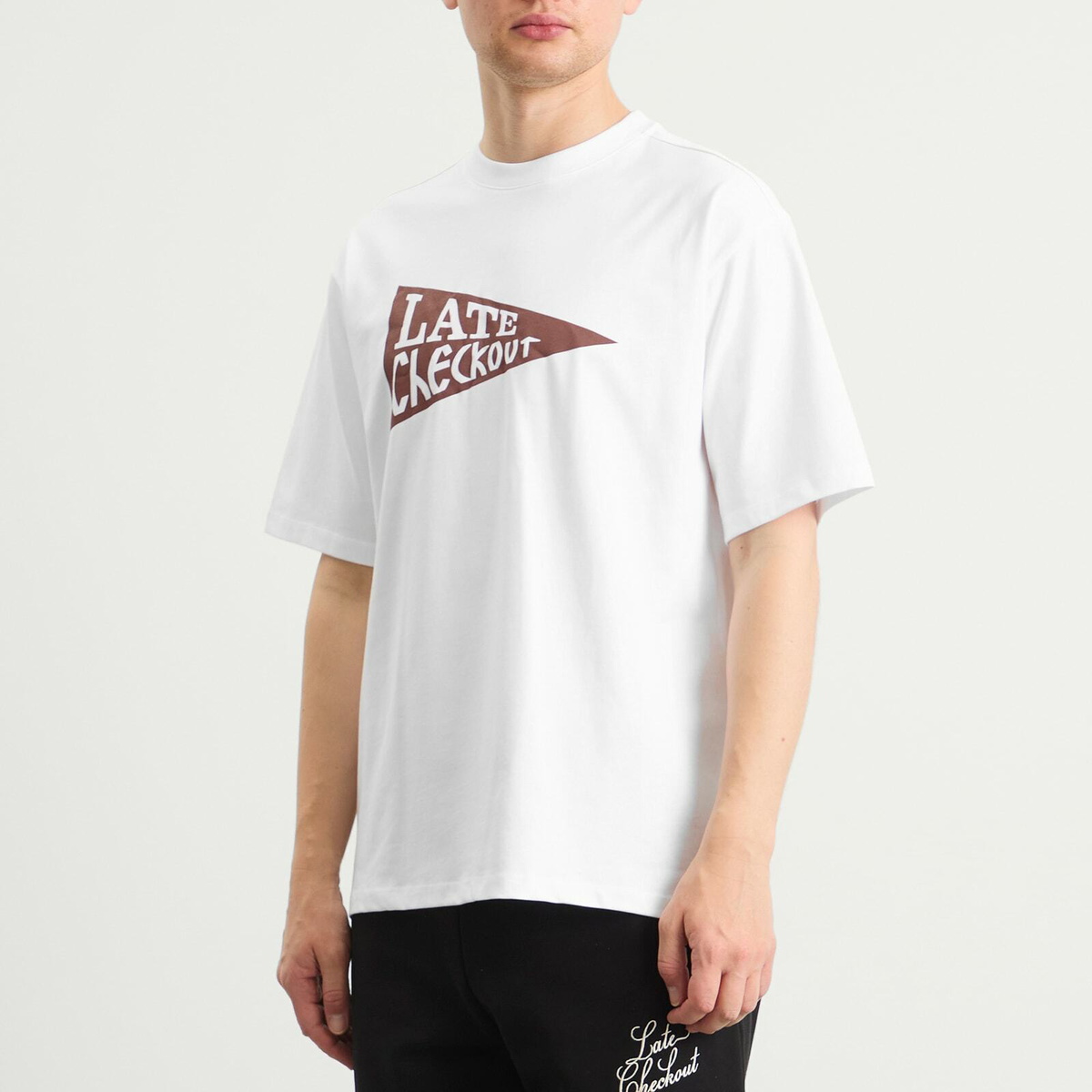 Late Checkout Men's Burgundy Flag T-Shirt in White