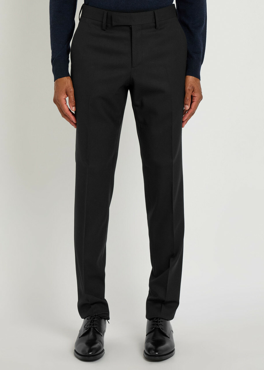 Lardini Tapered-leg Stretch-wool Trousers Black