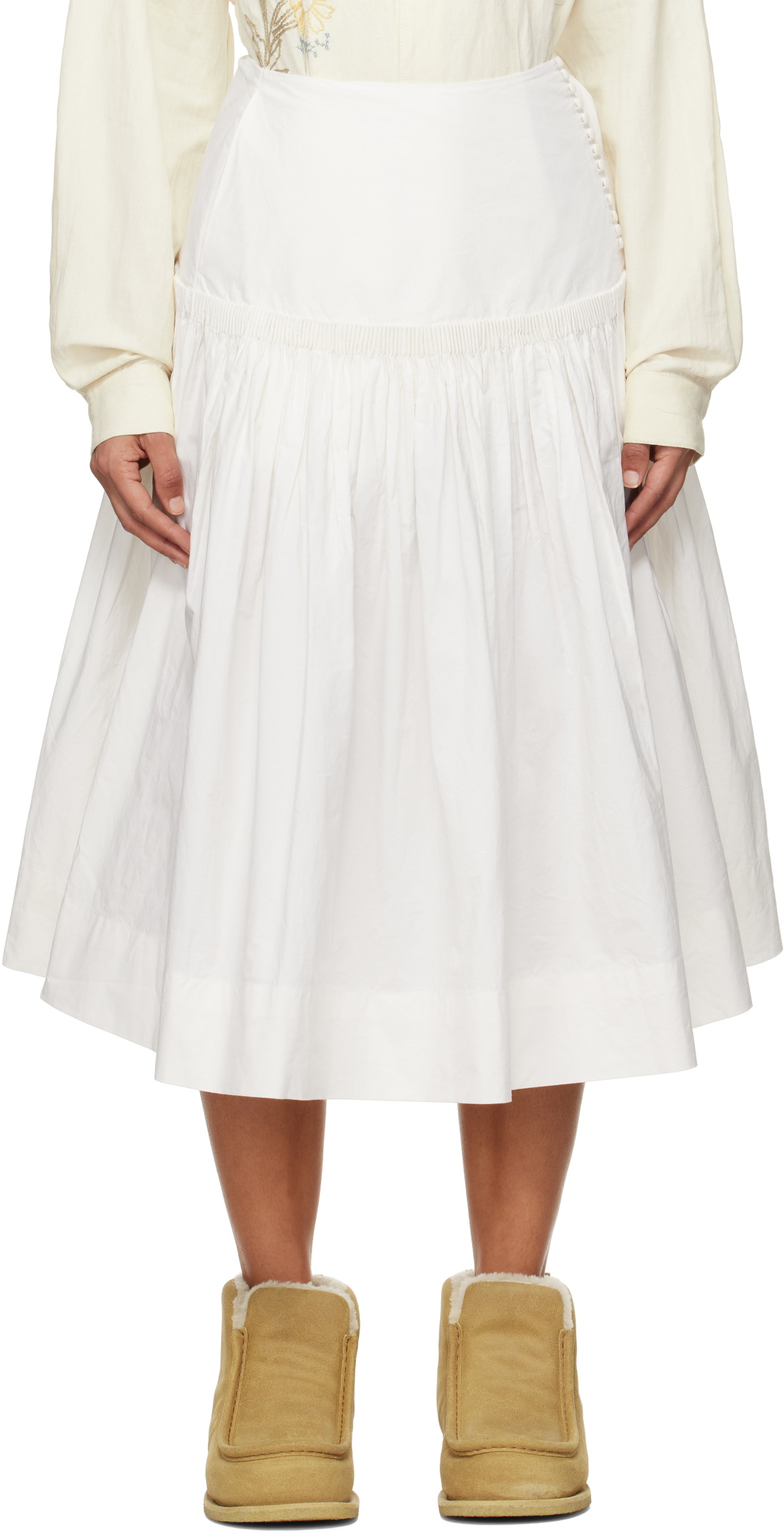 Story mfg. White Cardamine Midi Skirt Story Mfg.