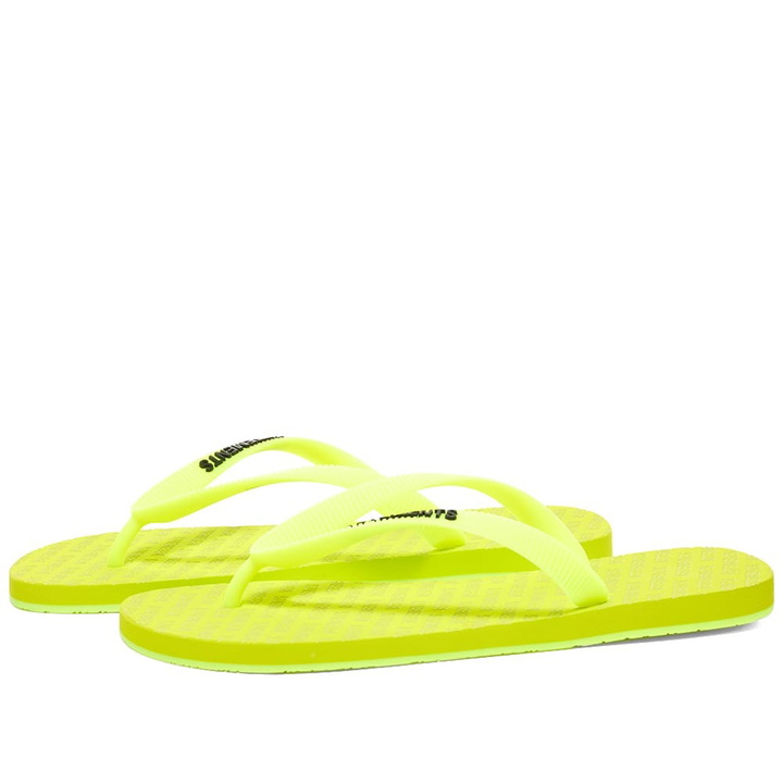 Photo: VETEMENTS Women's Logo Flip Flop in Neon Yellow/Black