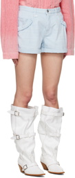 R13 Blue Pouch Pocket Denim Shorts