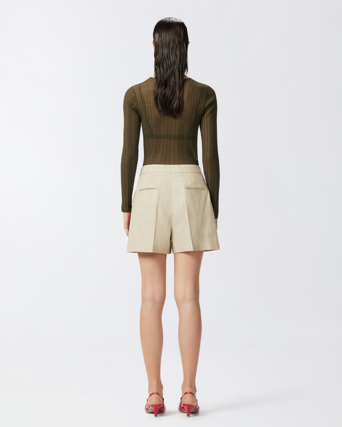 Pinko Elegant Shorts With Side Pockets Searing Sand Beige