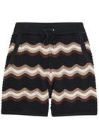 Raith Primavera Wavy Crochet Cotton Shorts Black