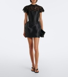 De La Vali Catalina satin and lace bustier minidress