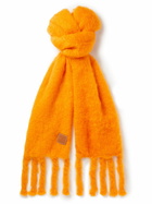 Loewe - Logo-Appliquéd Fringed Mohair-Blend Scarf