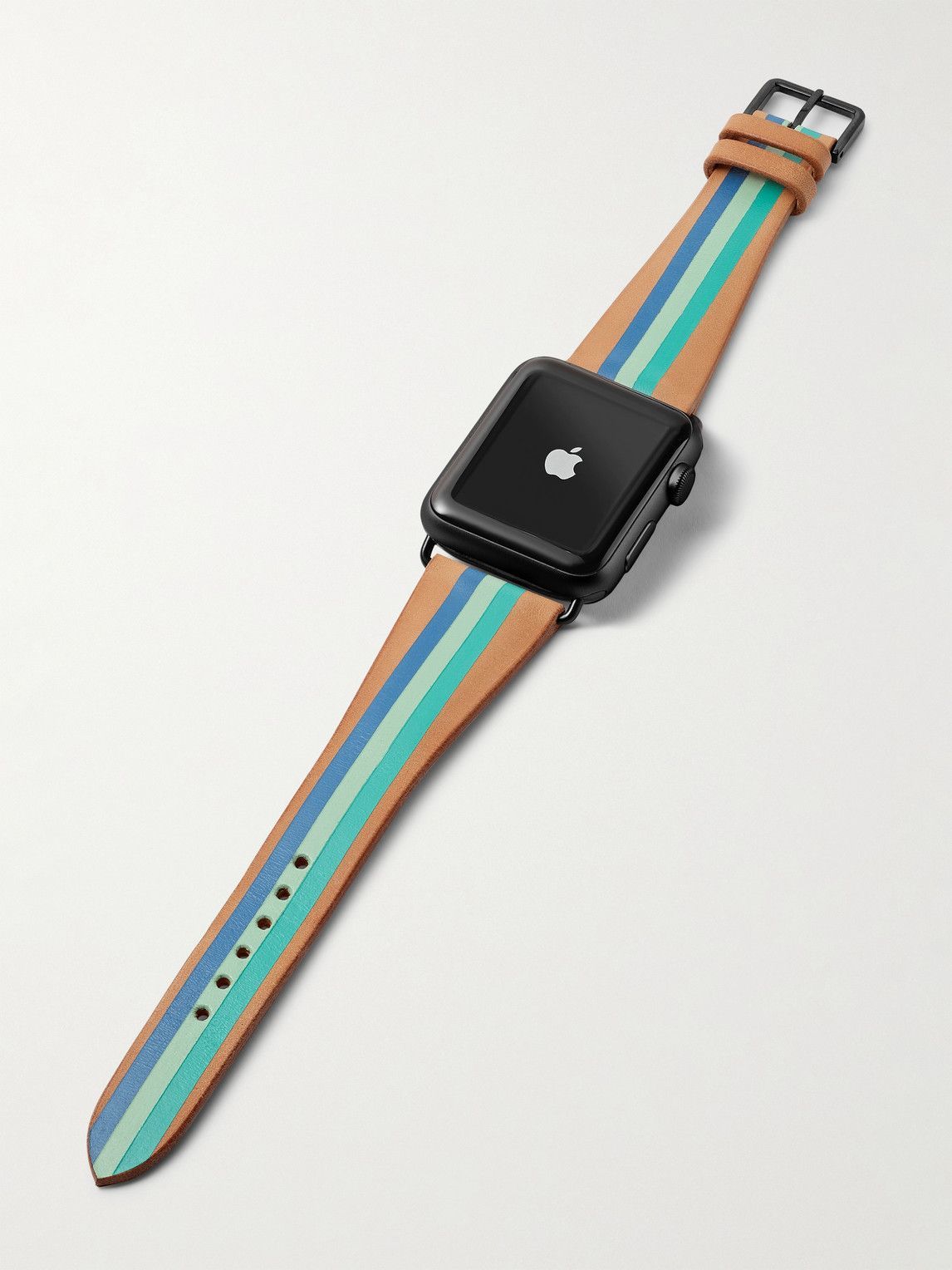 laCalifornienne - Aquamarine Striped Leather Watch Strap