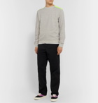 Aloye - Colour-Block Mélange Neon Loopback Cotton-Jersey Sweatshirt - Gray