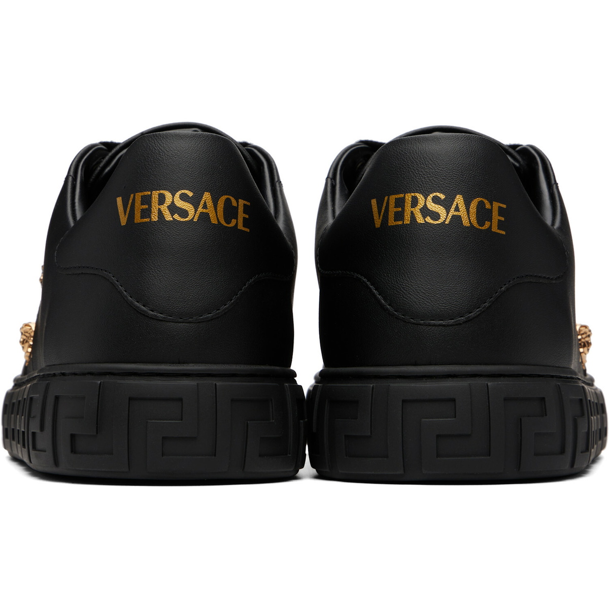 Versace Black Greca Embellished Nylon Sneakers
