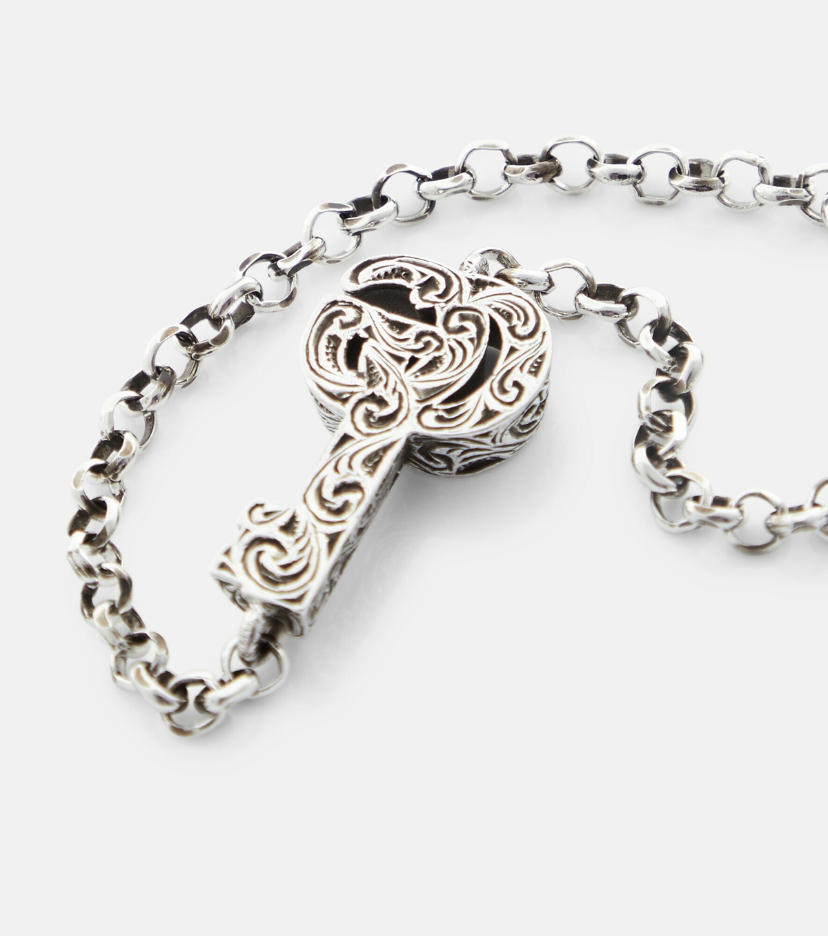 【GUCCI】 Double G Key Sterling Silver Ladies Bracelet Gucci Ladies 925-Sterling Silver Double G Key Bracelet, Size