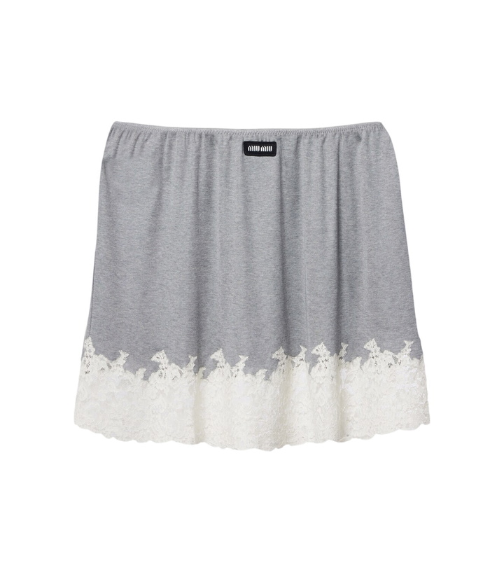 Photo: Miu Miu Lace-trimmed silk miniskirt