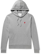 AMI PARIS - Logo-Embroidered Cotton-Jersey Hoodie - Gray