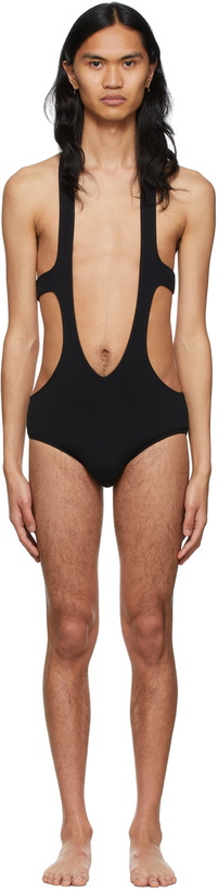 Photo: Rick Owens Black Organic Cotton One-Piece Swimsuit