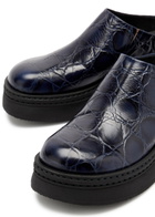 Miista Kristi Crocodile-effect Leather Mules Navy
