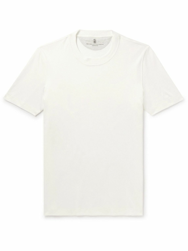 Photo: Brunello Cucinelli - Cotton-Jersey T-Shirt - White
