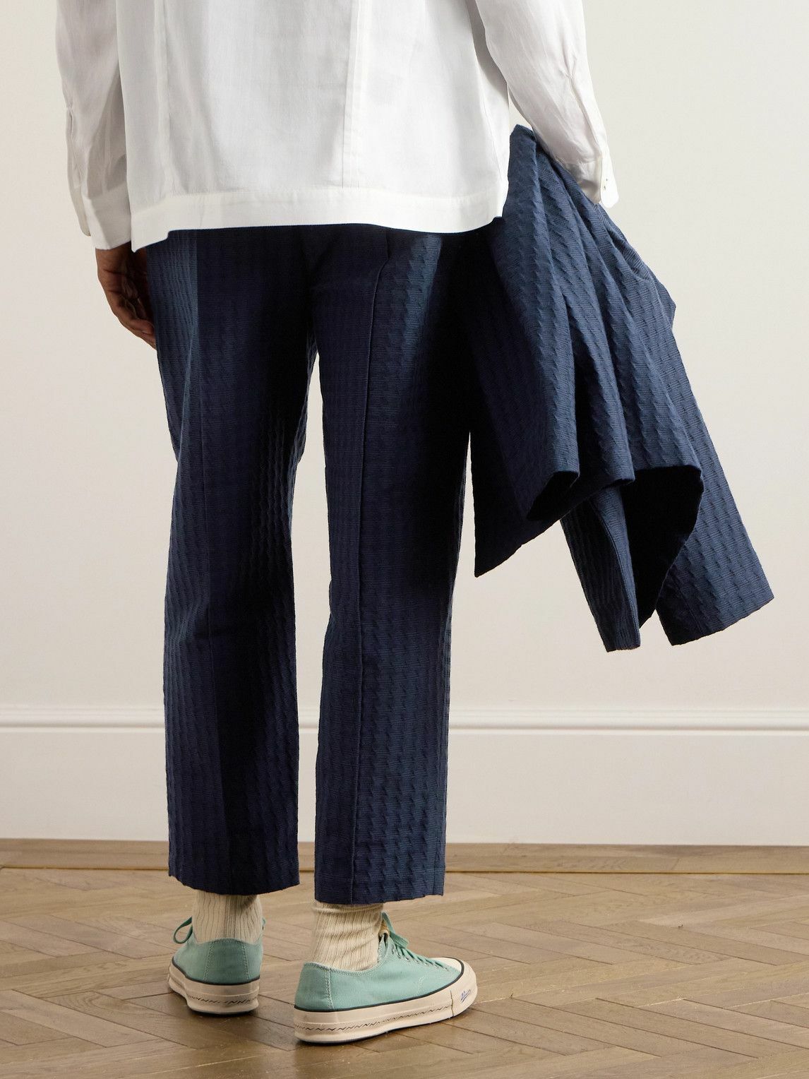 Blue Blue Japan - Straight-Leg Cotton-Blend Jacquard Suit Trousers