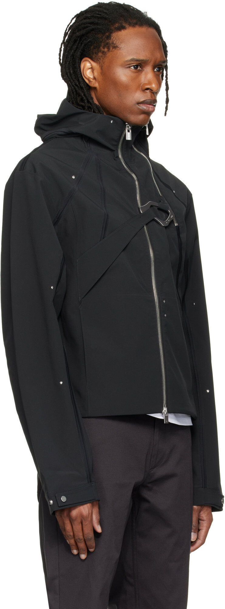 HELIOT EMIL Black Moire Technical Jacket