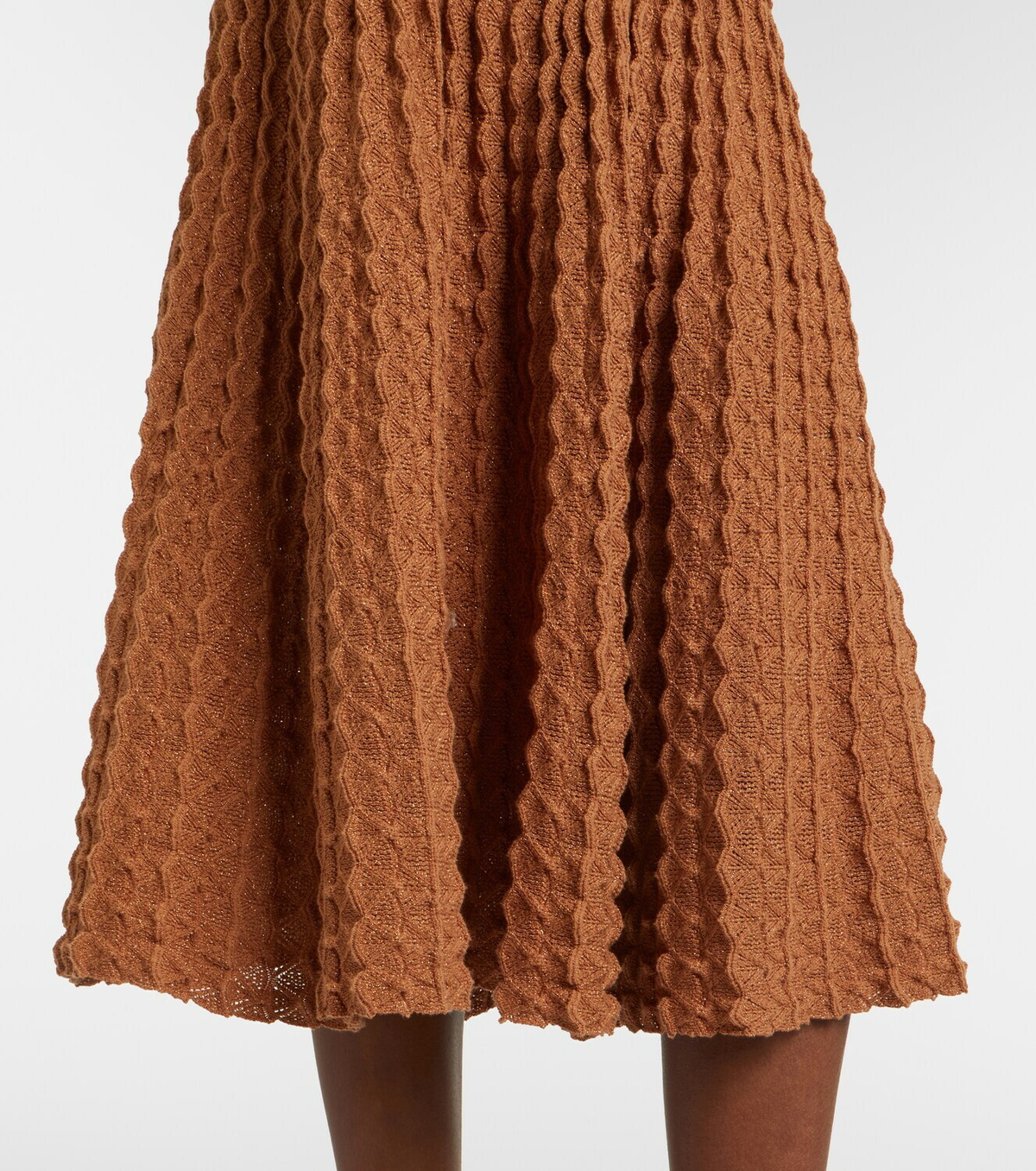 Self-Portrait Belted pointelle cotton-blend midi dress