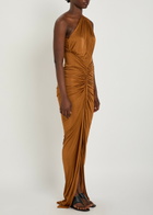 Rick Owens Lilies Avra Gathered One-shoulder Jersey Gown Tan