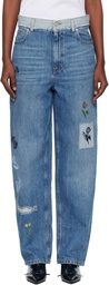 Marni Blue Embroidered Jeans