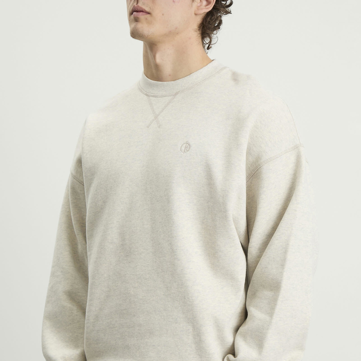Polar Skate Co. Men's Frankie Crew Neck Sweatshirt in Ivory Grey