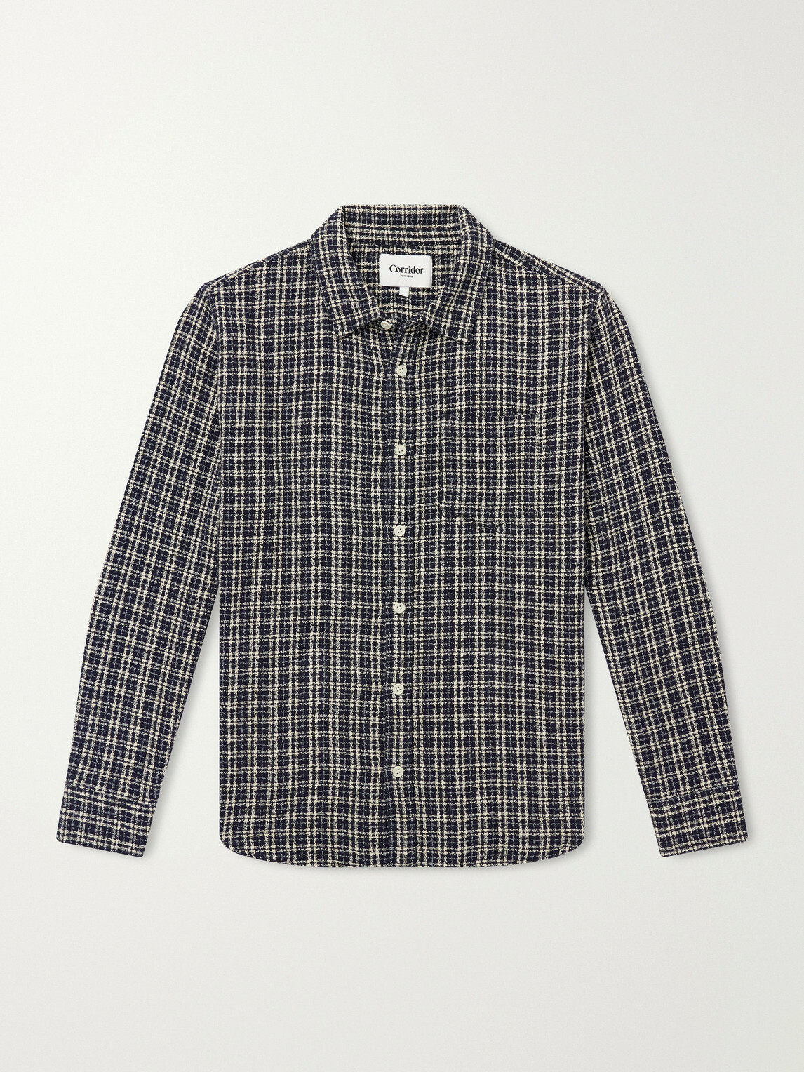 Corridor - Reverse Checked Cotton-Tweed Shirt - Blue