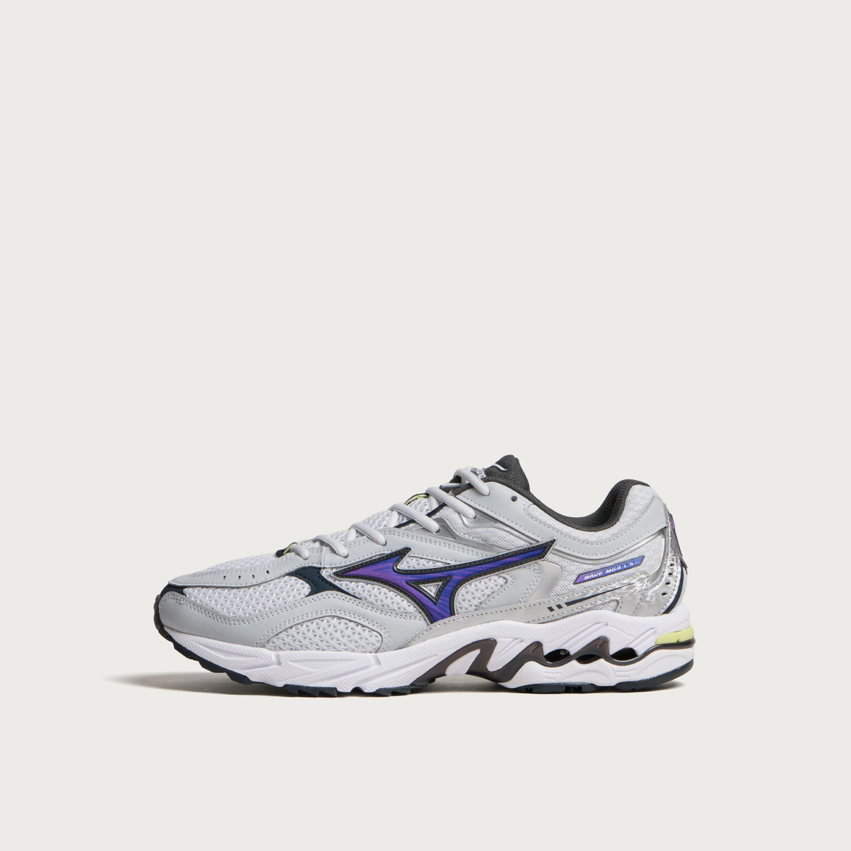 Mizuno Men's Wave Mustang LS OG Sneaker in Cloudscape/Royal Lilac/Galaxy Silver