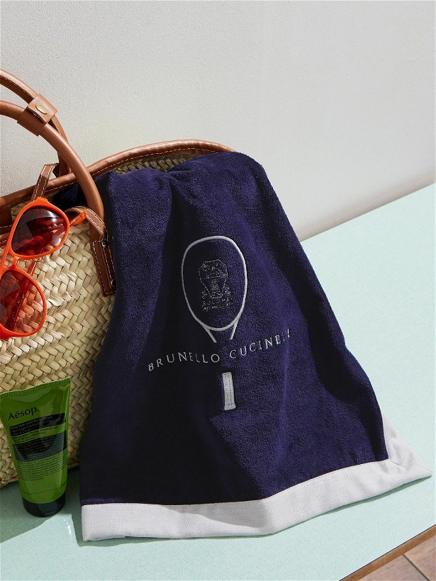 Photo: Brunello Cucinelli - Logo-Embroidered Cotton-Terry Beach Towel