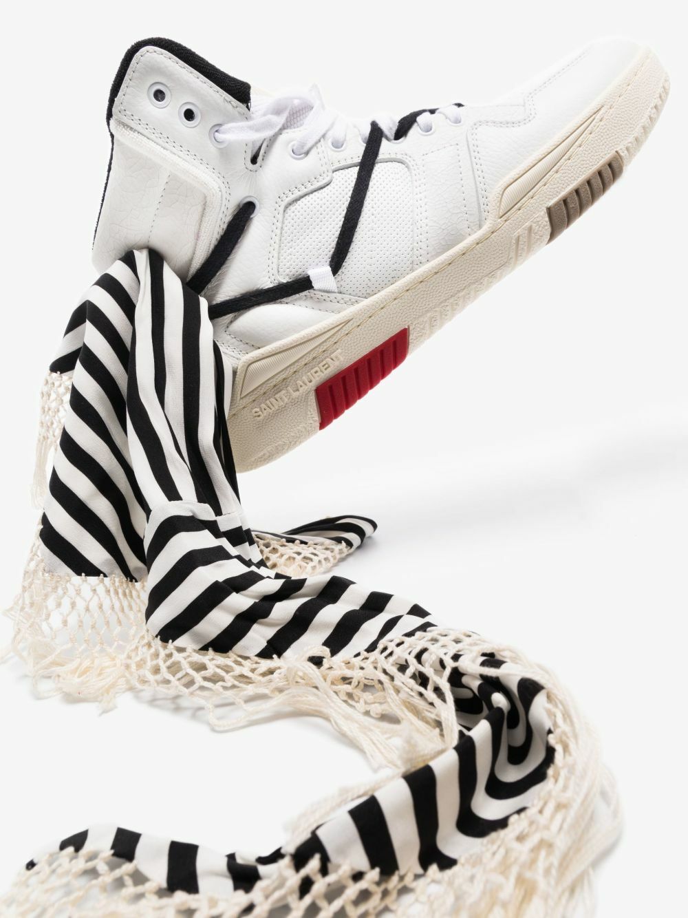 Saint Laurent White Smith Cure 05 Leather High-Top Sneakers