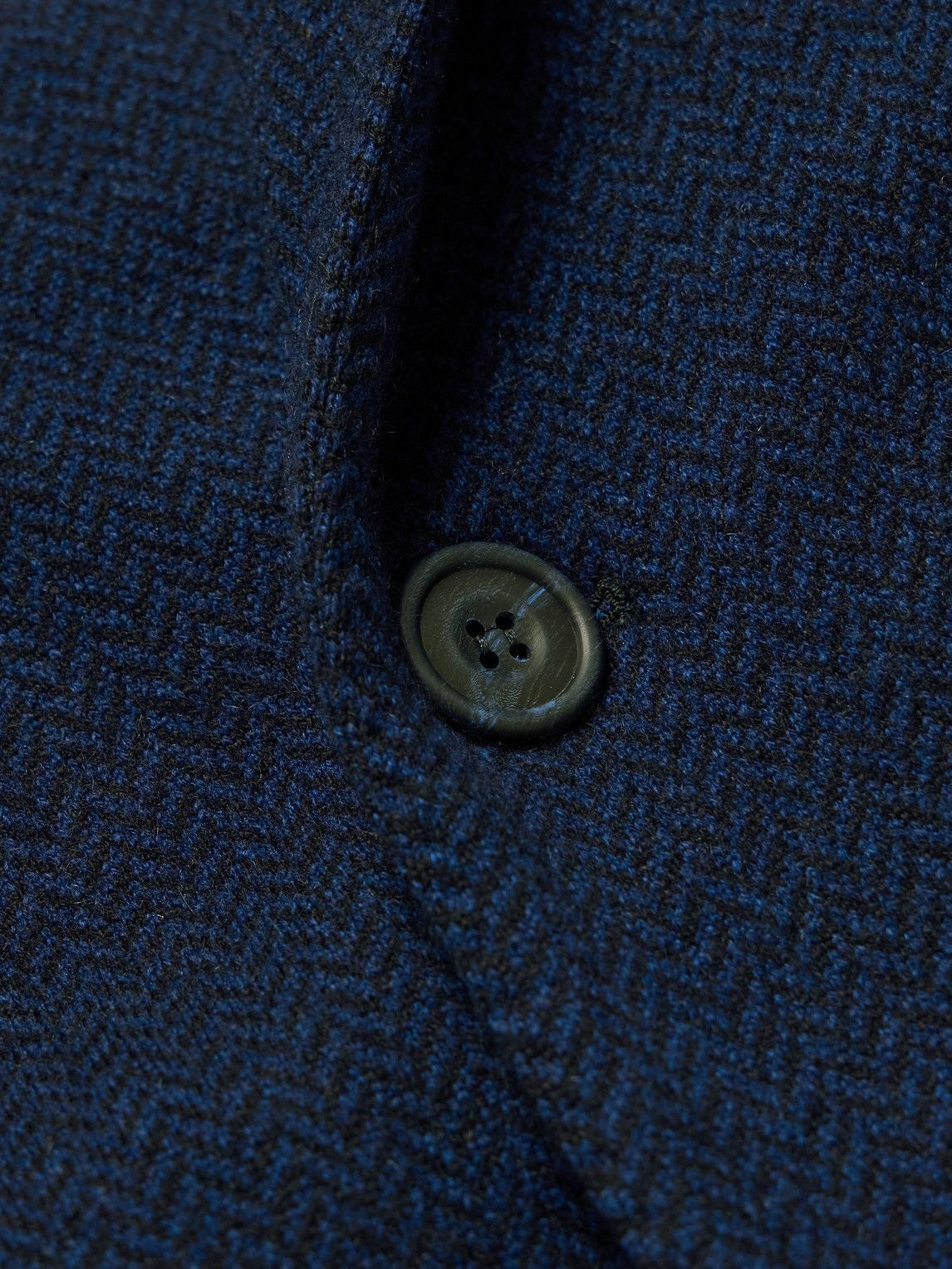 Richard James - Double-Breasted Herringbone Cashmere Coat - Blue