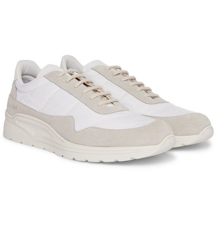 Photo: Common Projects - Cross Trainer Suede, Nylon and Leather Sneakers - White