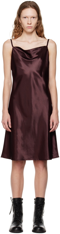 Photo: DRAE Burgundy Cowl Neck Slip Minidress