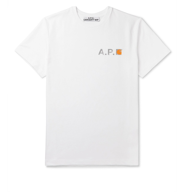 Photo: A.P.C. - Carhartt WIP Logo-Appliquéd Cotton-Jersey T-Shirt - White