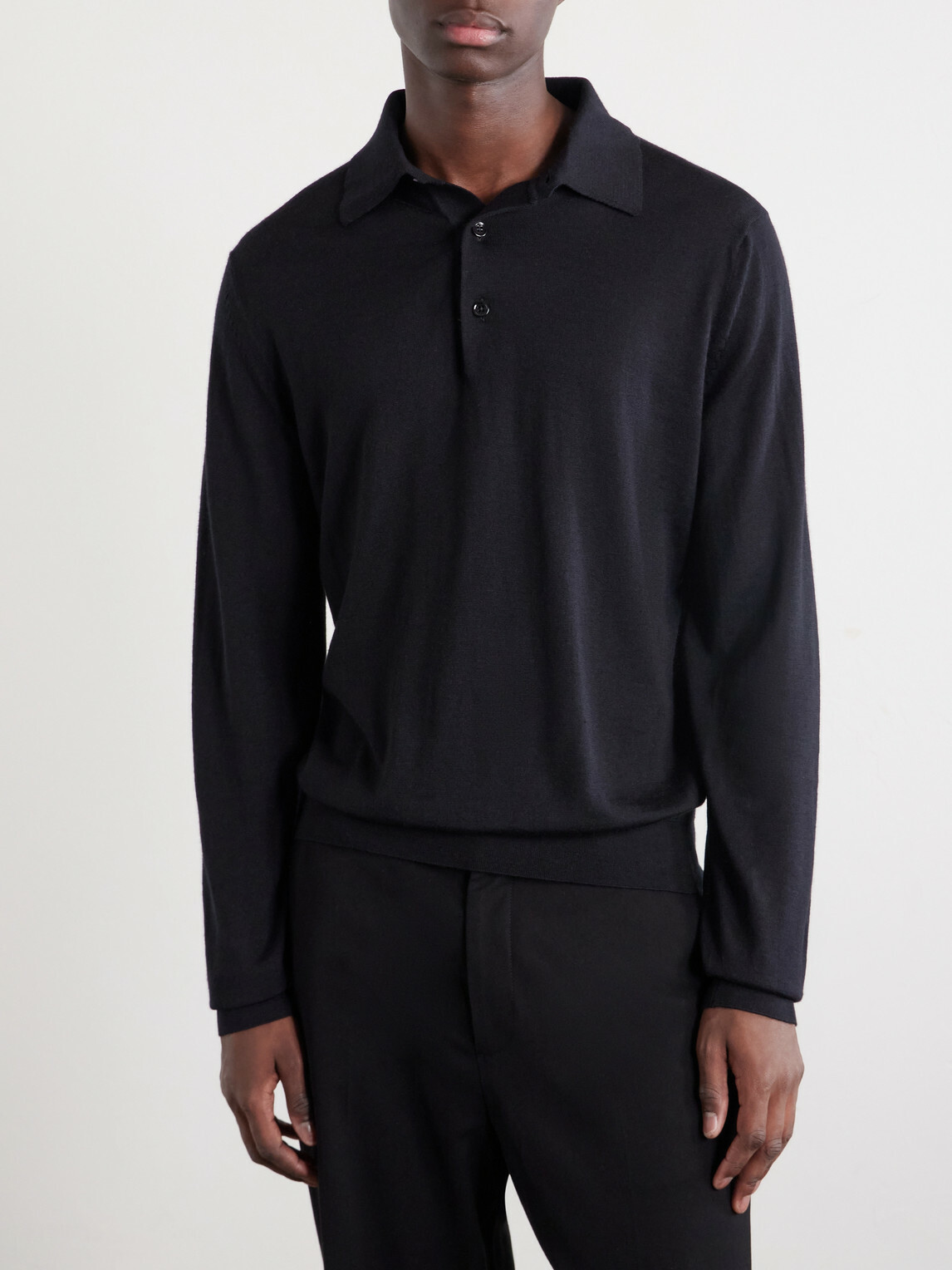 TOM FORD - Cashmere and Silk Blend Polo Shirt - Black