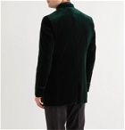 Favourbrook - Slim-Fit Nehru-Collar Cotton-Velvet Blazer - Green