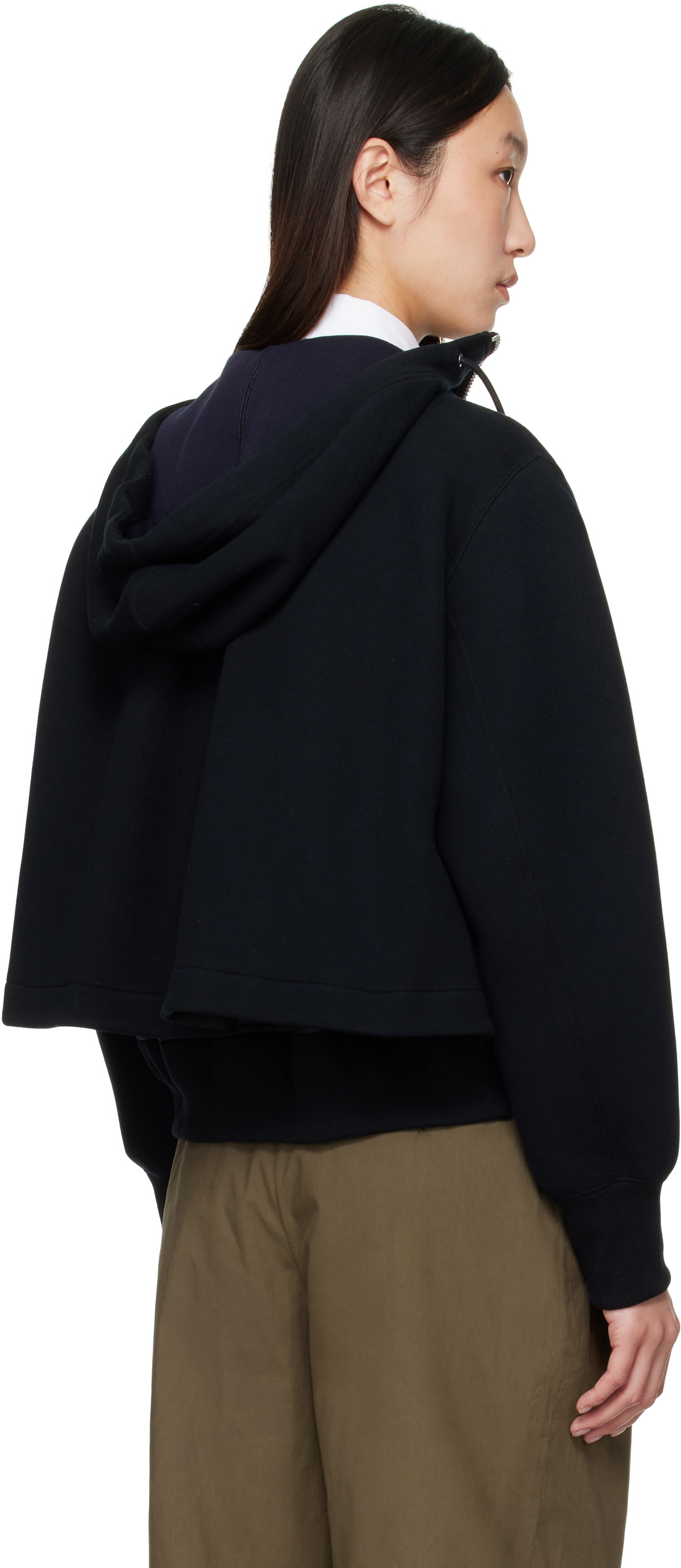 sacai Black Sponge Sweat x Nylon Twill Hoodie Sacai