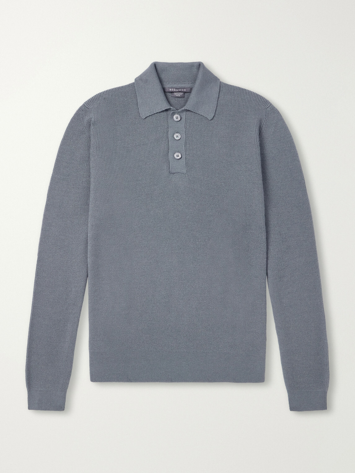 Begg & Co - Adrien Cashmere and Silk -Blend Polo Sweater - Gray