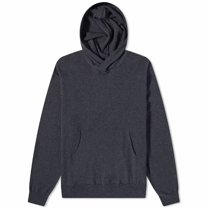 Photo: Our Legacy Men's Knitted Popover Hoodie in Anthracite Melange
