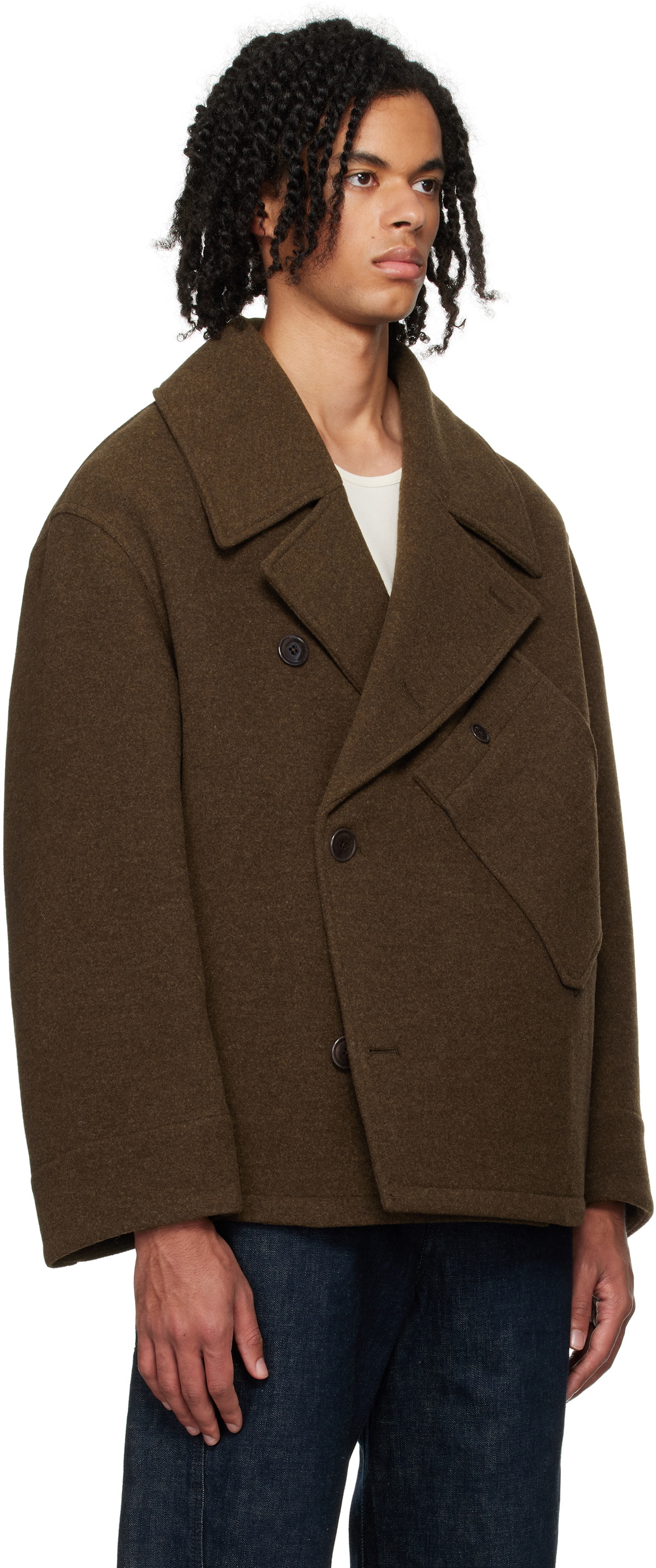 ジャケット・アウター lemaire suit coat dark brown LEMAIRE Brown Raglan Suit Coat Lemaire