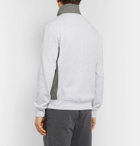 Brunello Cucinelli - Panelled Cotton-Blend Jersey and Shell Half-Zip Sweatshirt - Light gray