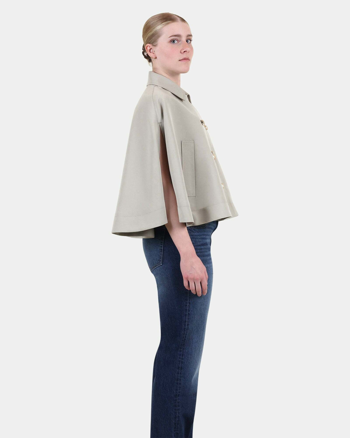 Steve Madden Noemie Trench Cape in Grey