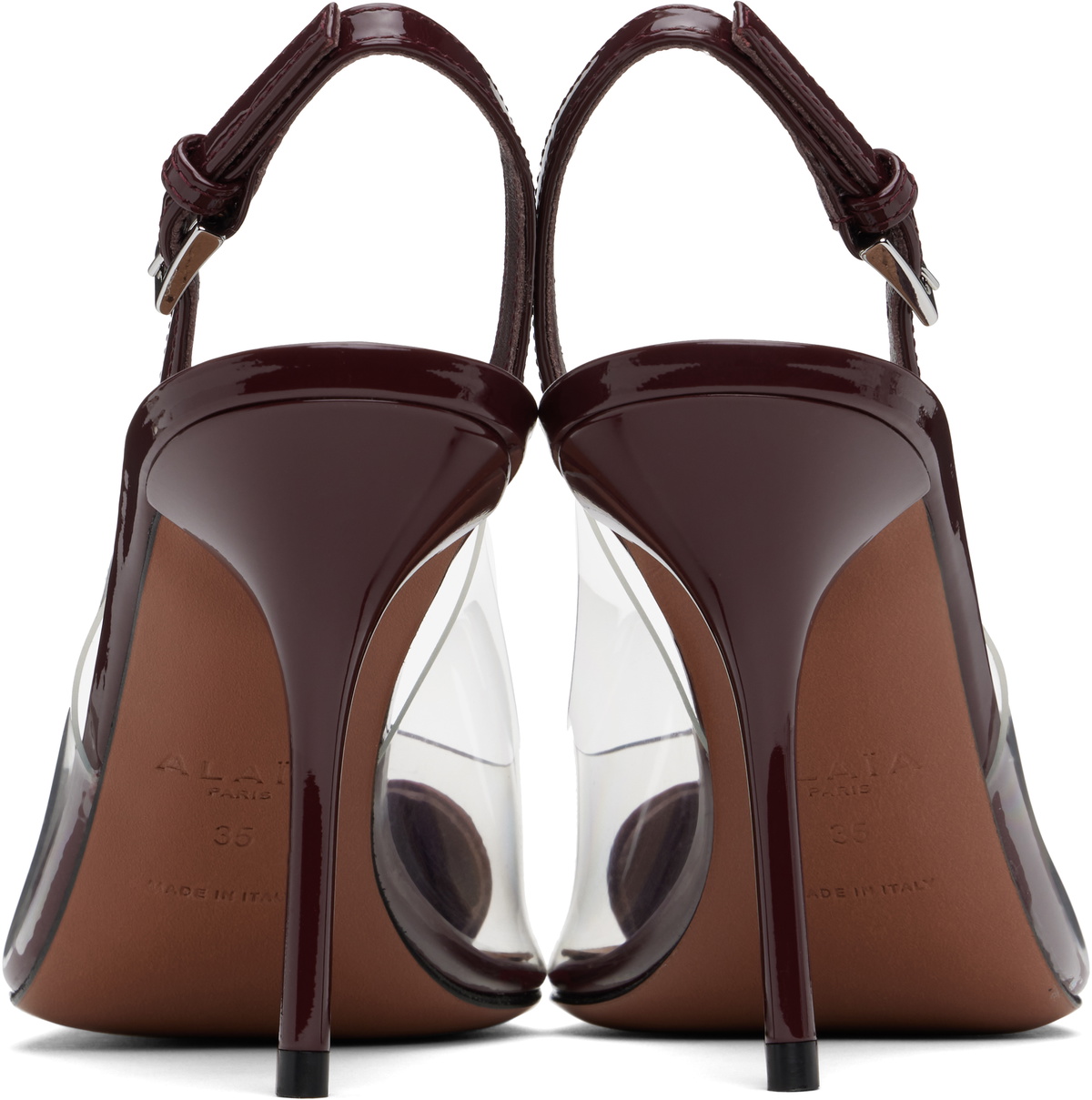 ALAÏA Burgundy 'Le Cœur' Slingback Heels
