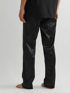 TOM FORD - Velvet-Trimmed Stretch-Silk Satin Pyjama Trousers - Black