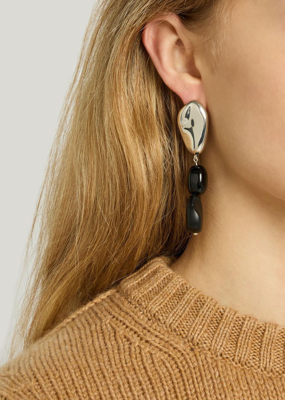 Agmes Tess Sterling Silver Drop Earrings - Black - One Size